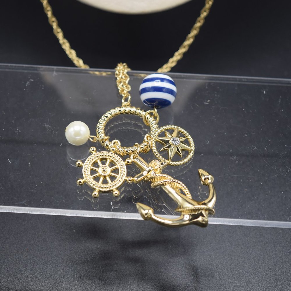 Charter Club Nautical Bead Charm Pendant Necklace